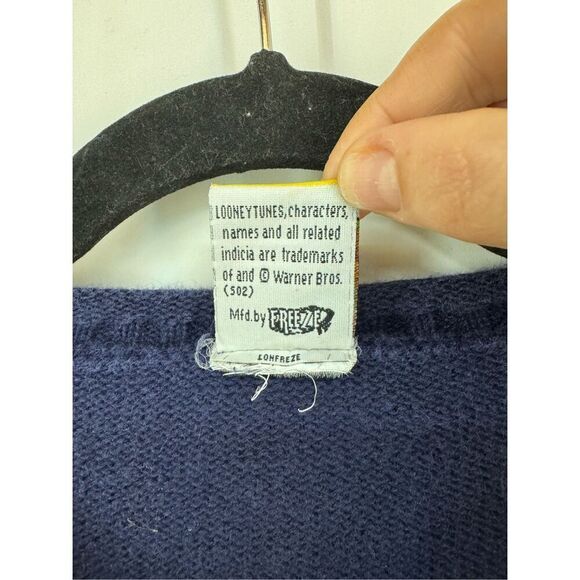 Vintage 90s Warner Bros Women’s Blue Tweety Looney Tunes Oversized Sweater XL - Picture 4 of 11